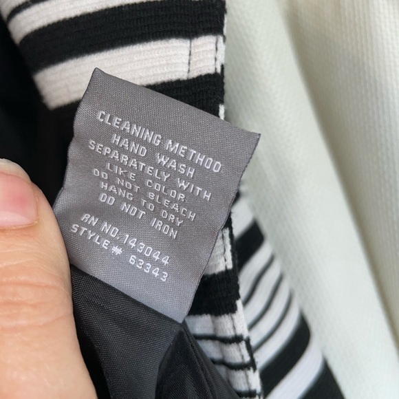 Black and White stripe Bagatelle zip up motto style jacket Silver hardware Small - Picture 6 of 8